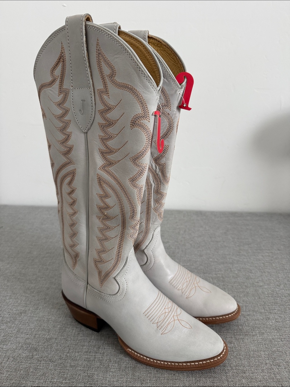 Justin Vintage Ivory Evelyn 15" Tall Leather Western Cowboy Boots